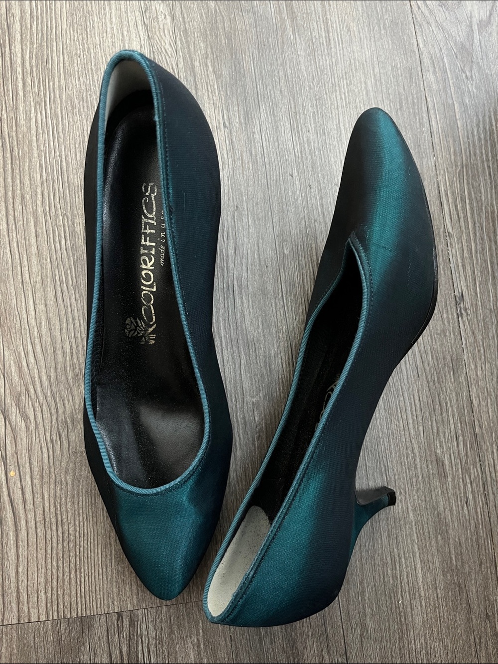 COLORIFFICS Vintage Teal Satin Formal Women’s Pump